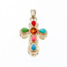 925 Sterling Silver Multicolor Agate Cross Pendant