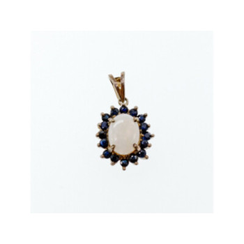 925 Sterling Silver Opal & Sapphires Pendant