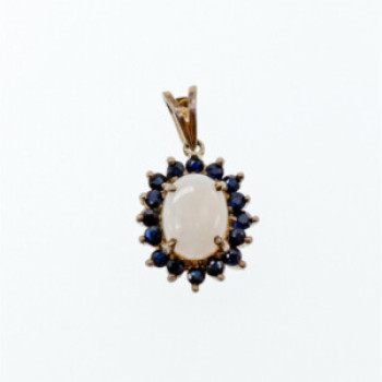 925 Sterling Silver Opal & Sapphires Pendant