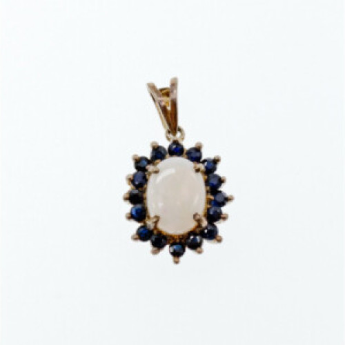 925 Sterling Silver Opal & Sapphires Pendant