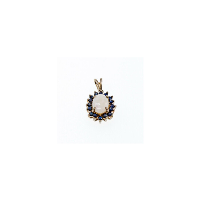 925 Sterling Silver Opal & Sapphires Pendant
