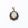 925 Sterling Silver Opal & Sapphires Pendant