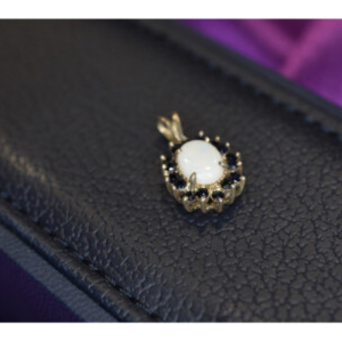 925 Sterling Silver Opal & Sapphires Pendant
