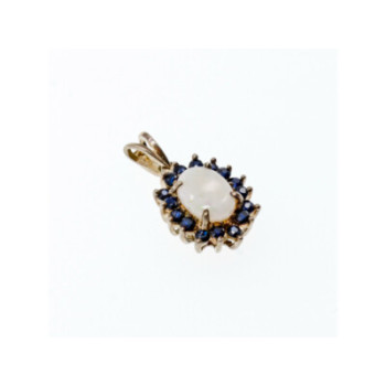 925 Sterling Silver Opal & Sapphires Pendant