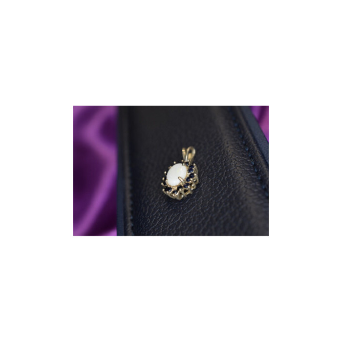 925 Sterling Silver Opal & Sapphires Pendant