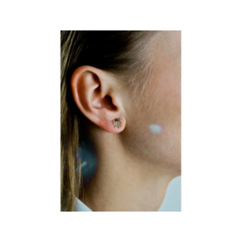 14K YELLOW GOLD GARNET BUTTERFLY  EARRINGS