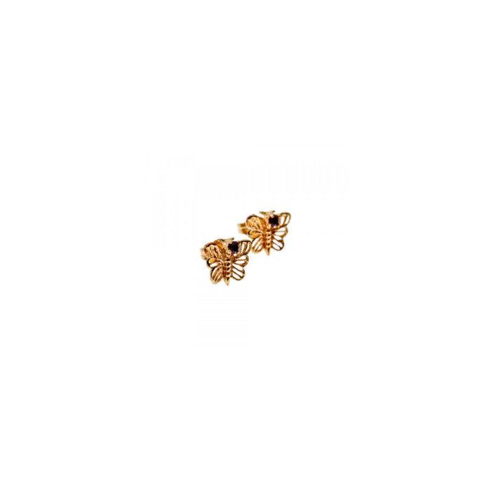 14K YELLOW GOLD GARNET BUTTERFLY  EARRINGS