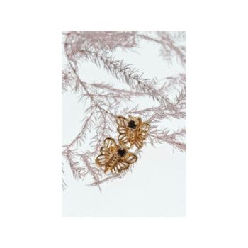 14K YELLOW GOLD GARNET BUTTERFLY  EARRINGS