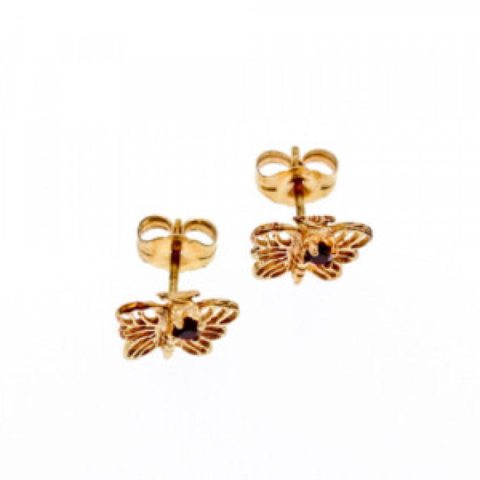 14K Yellow Gold Garnet Butterfly Earrings