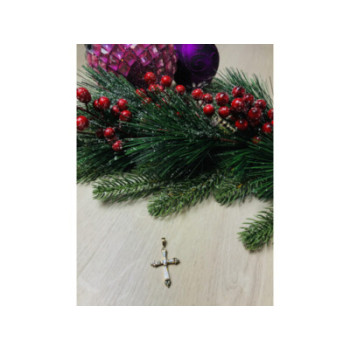 925 Sterling Silver Gold Plated Blue CZ Cross Pendant