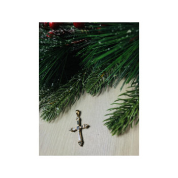 925 Sterling Silver Gold Plated Blue CZ Cross Pendant