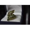 925 Sterling Silver Gold Plated Green Alpanite & CZ Ring Size 8.5