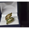 925 Sterling Silver With Gilding Green Alpanite & CZ Ring Size 8.5