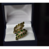 925 Sterling Silver With Gilding Green Alpanite & CZ Ring Size 8.5