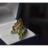 925 Sterling Silver With Gilding Green Alpanite & CZ Ring Size 8.5