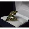 925 Sterling Silver With Gilding Green Alpanite & CZ Ring Size 8.5