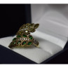 925 Sterling Silver With Gilding Green Alpanite & CZ Ring Size 8.5