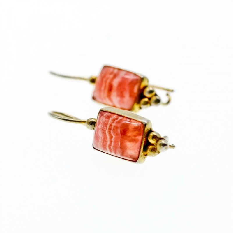 925 Sterling Silver Gold Plated Agate Earrings