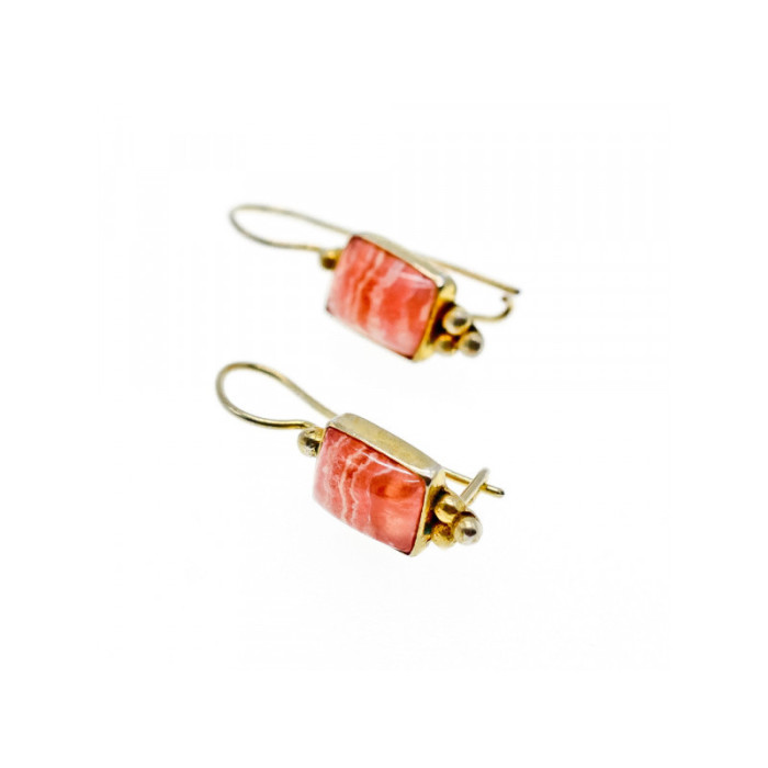 925 Sterling Silver Gold Plated Agate Earrings