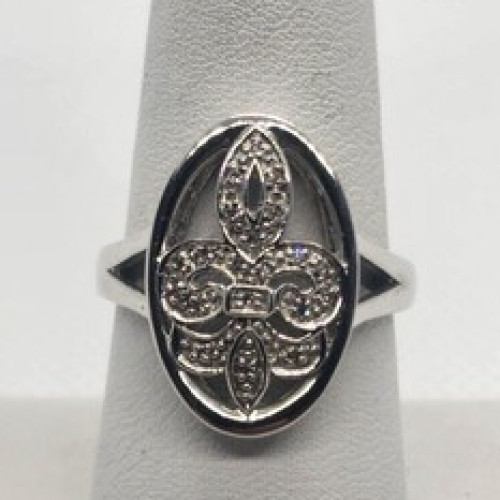 925 Sterling Silver Diamond Ring Size 8