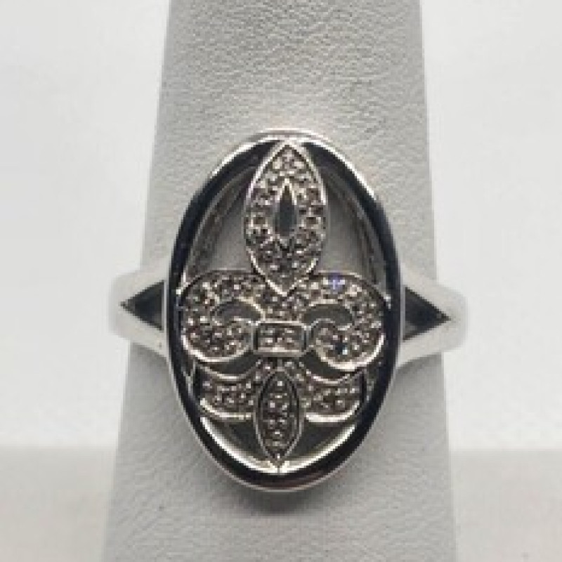 925 Sterling Silver Diamond Ring Size 8