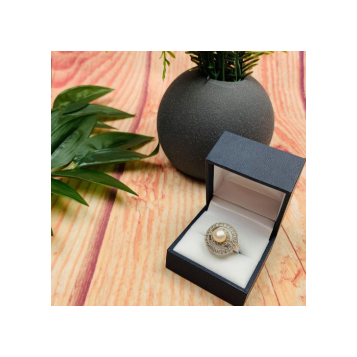 925 Sterling Silver Pearl Ring Size 8