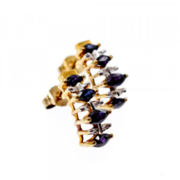 10K Yellow Gold Sapphires Earrings