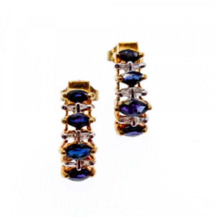10K Yellow Gold Sapphires Earrings