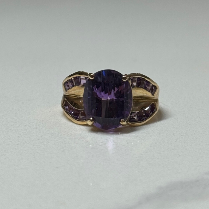 10K Yellow Gold Amethyst Ring Size 7