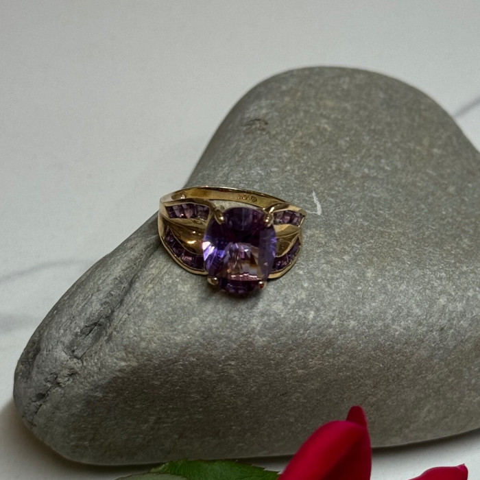 10K Yellow Gold Amethyst Ring Size 7