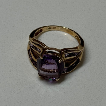 10K Yellow Gold Amethyst Ring Size 7