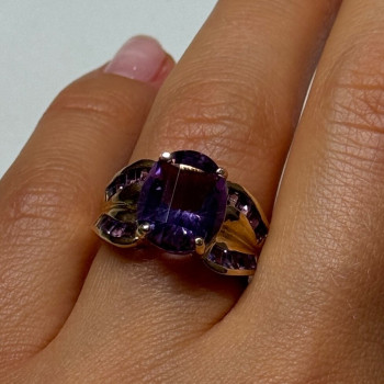 10K Yellow Gold Amethyst Ring Size 7