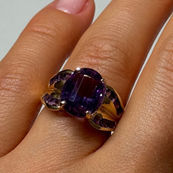 10K Yellow Gold Amethyst Ring Size 7