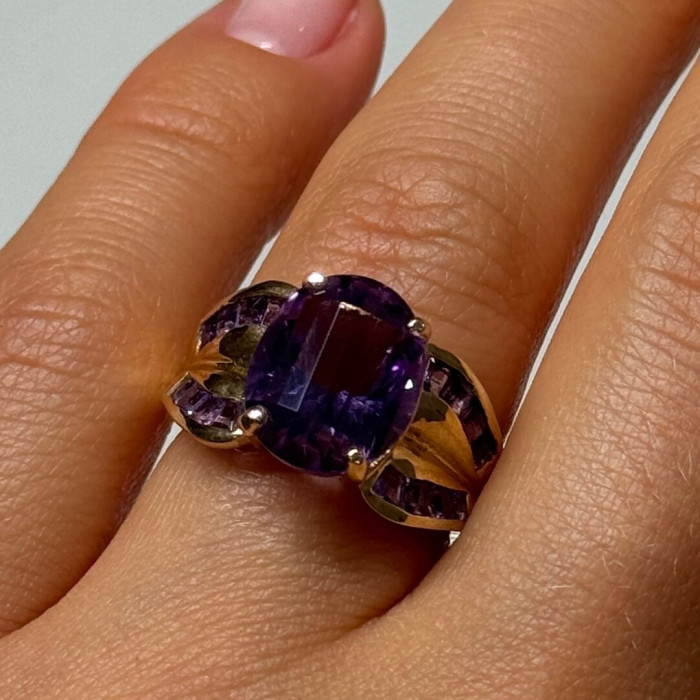 10K Yellow Gold Amethyst Ring Size 7