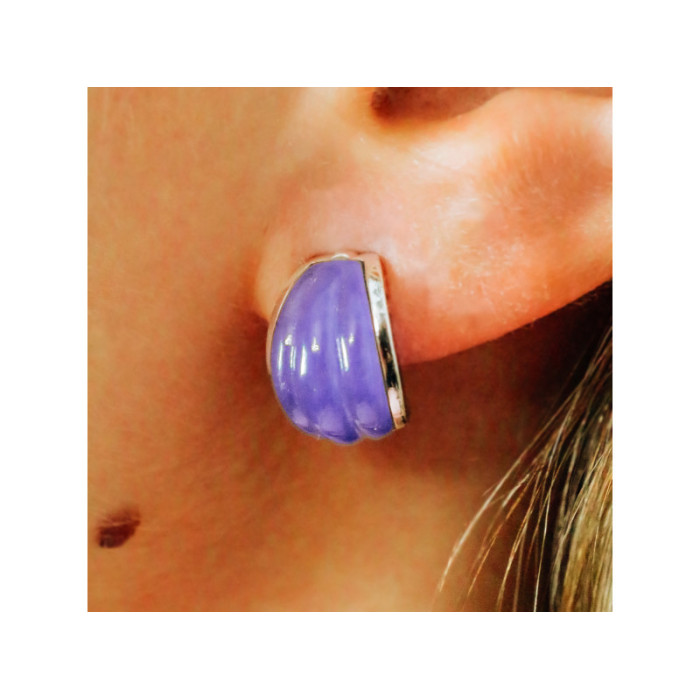 925 Sterling Silver Agate Stud Earrings