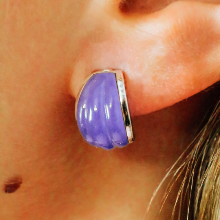 925 Sterling Silver Agate Stud Earrings