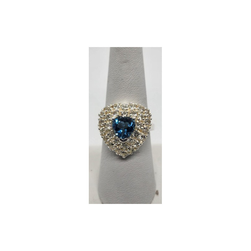 925 Sterling Silver Topaz Ring Size 8