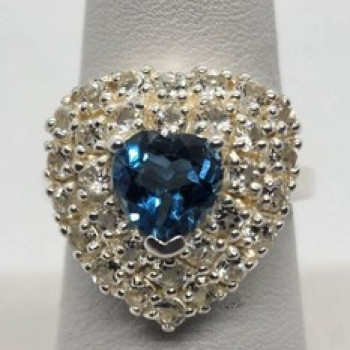 925 Sterling Silver Topaz Ring Size 8