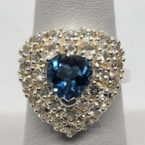 925 Sterling Silver Topaz Ring Size 8