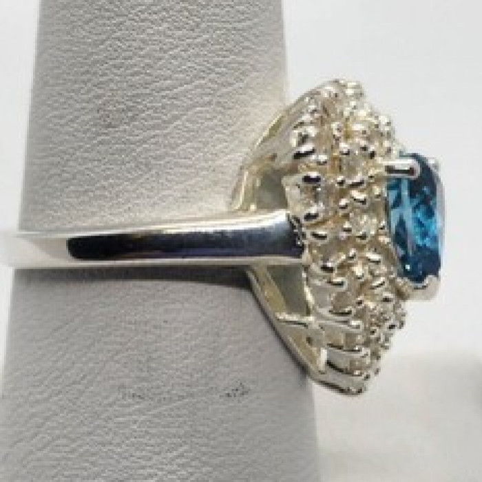 925 Sterling Silver Topaz Ring Size 8