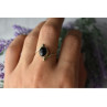 925 Sterling Silver Black Agate Ring Size 8