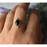 925 Sterling Silver Black Agate Ring Size 8