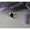 925 Sterling Silver Black Agate Ring Size 8