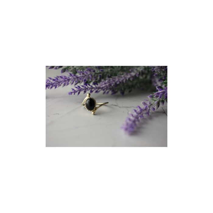 925 Sterling Silver Black Agate Ring Size 8