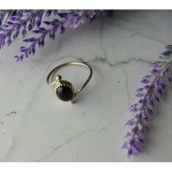 925 Sterling Silver Black Agate Ring Size 8