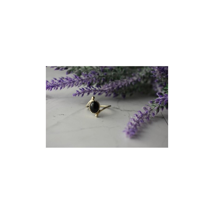 925 Sterling Silver Black Agate Ring Size 8