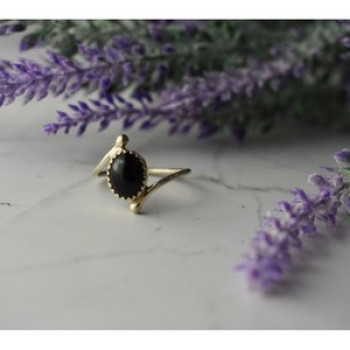 925 Sterling Silver Black Agate Ring Size 8