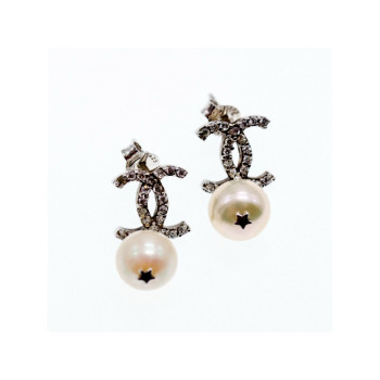 925 STERLING SILVER PEARLS & CZ EARRINGS