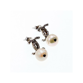 925 STERLING SILVER PEARLS & CZ EARRINGS