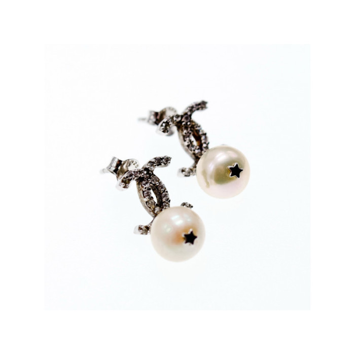 925 STERLING SILVER PEARLS & CZ EARRINGS